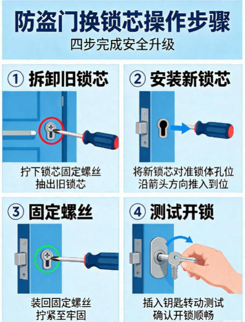 密码加机械锁的防盗门怎么换锁芯 密码加机械锁的防盗门怎么换锁芯